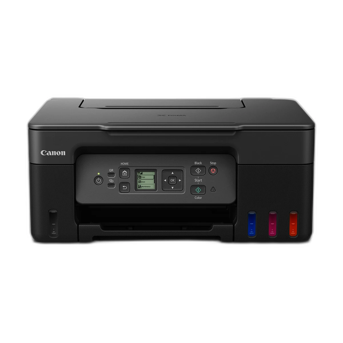 Canon PIXMA G3270 MegaTank printer in black, front view Canon PIXMA G3270 MegaTank printer in black, front view