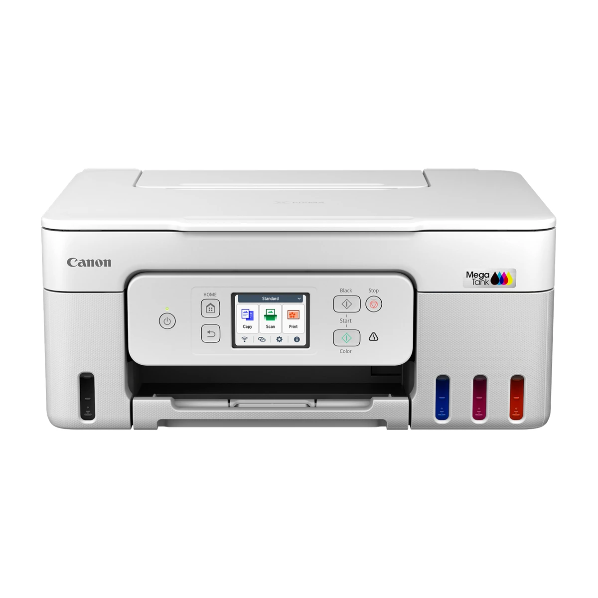 Canon PIXMA G3290 MegaTank printer in white, front view Canon PIXMA G3290 MegaTank printer in white, front view