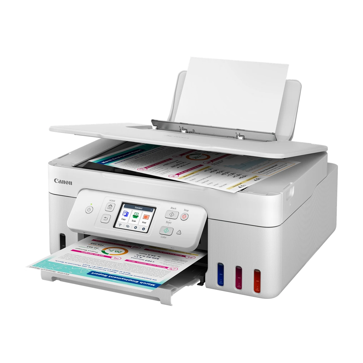 Canon PIXMA G3290 with scanner lid open Canon PIXMA G3290 with scanner lid open