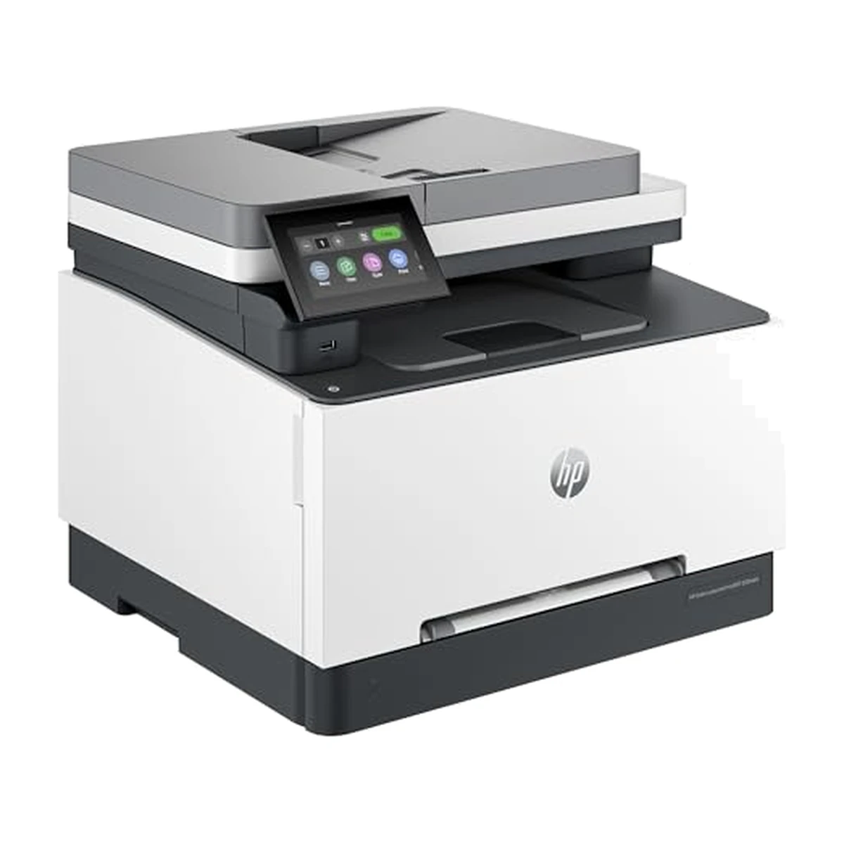 HP Color LaserJet Pro MFP 3301sdw, angled view with control panel raised HP Color LaserJet Pro MFP 3301sdw, angled view with control panel raised