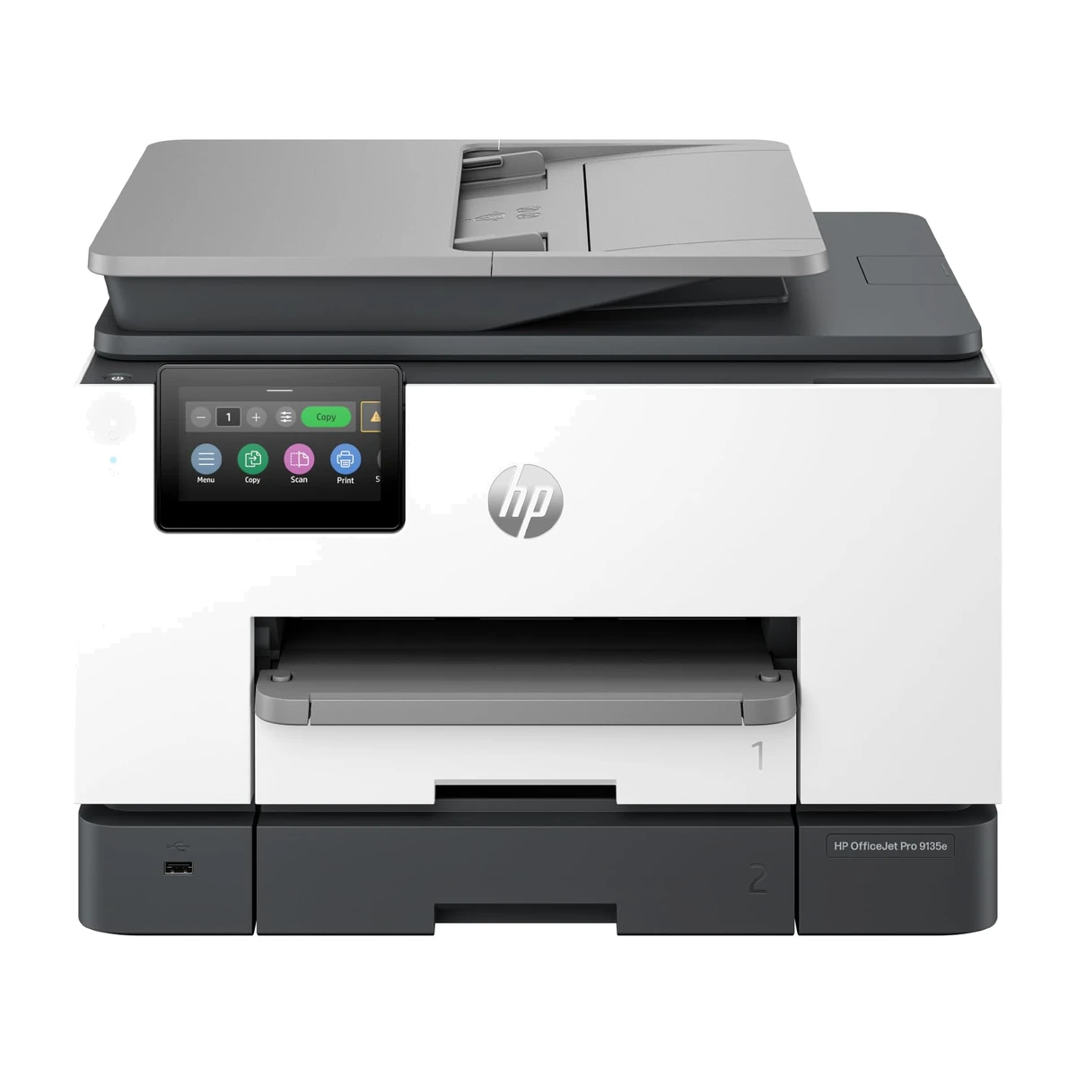 HP OfficeJet Pro 9135e all-in-one printer, front view HP OfficeJet Pro 9135e all-in-one printer, front view