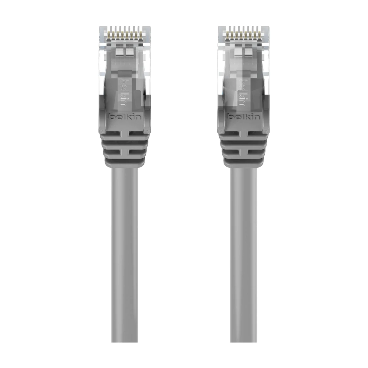 Belkin Cat6 snagless patch cable gray, front angled view Belkin Cat6 snagless patch cable gray, front angled view