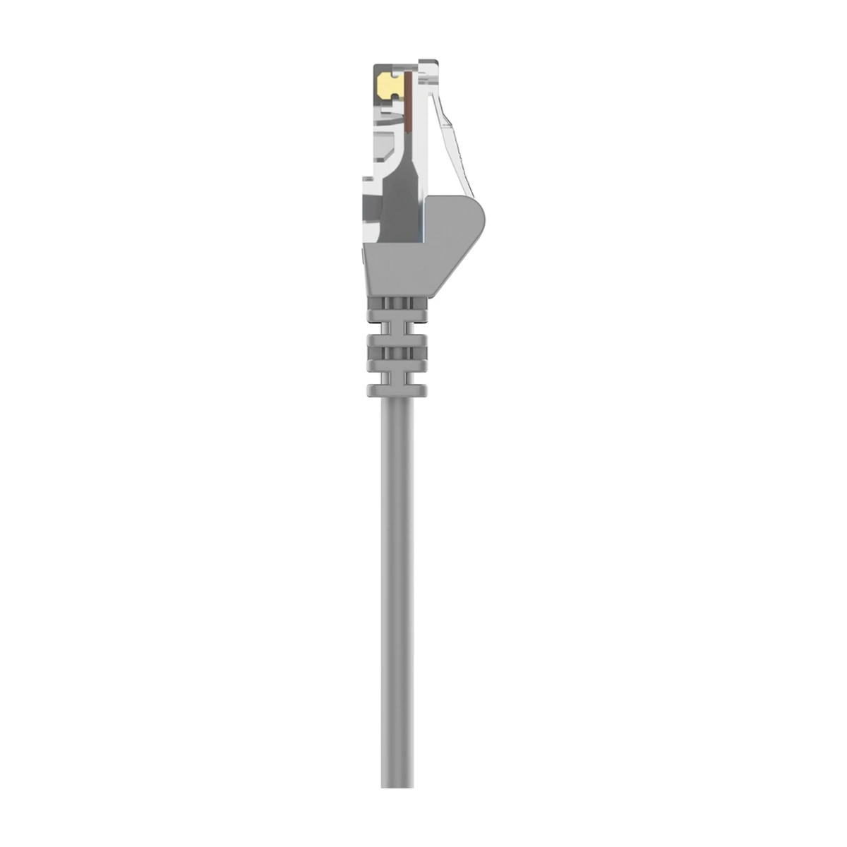 Belkin Cat6 snagless patch cable gray, side view of snagless boot Belkin Cat6 snagless patch cable gray, side view of snagless boot