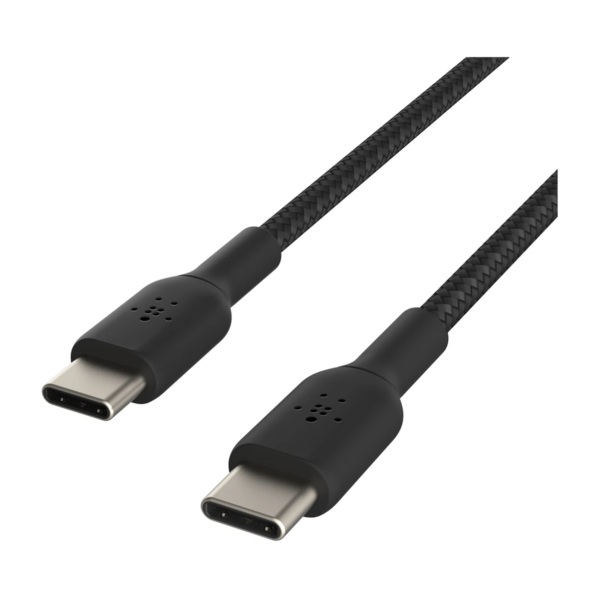 Belkin BoostCharge braided USB-C cable black, angled view Belkin BoostCharge braided USB-C cable black, angled view