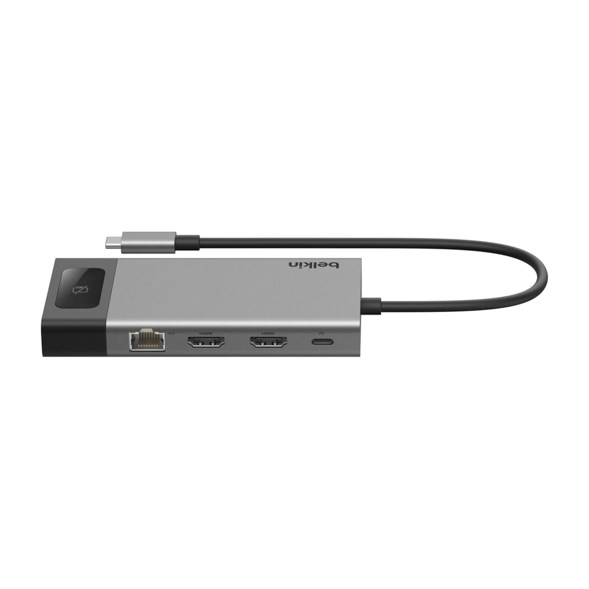 Belkin 8-Port Dual Display USB-C Hub INC027, back view Belkin 8-Port Dual Display USB-C Hub INC027, back view