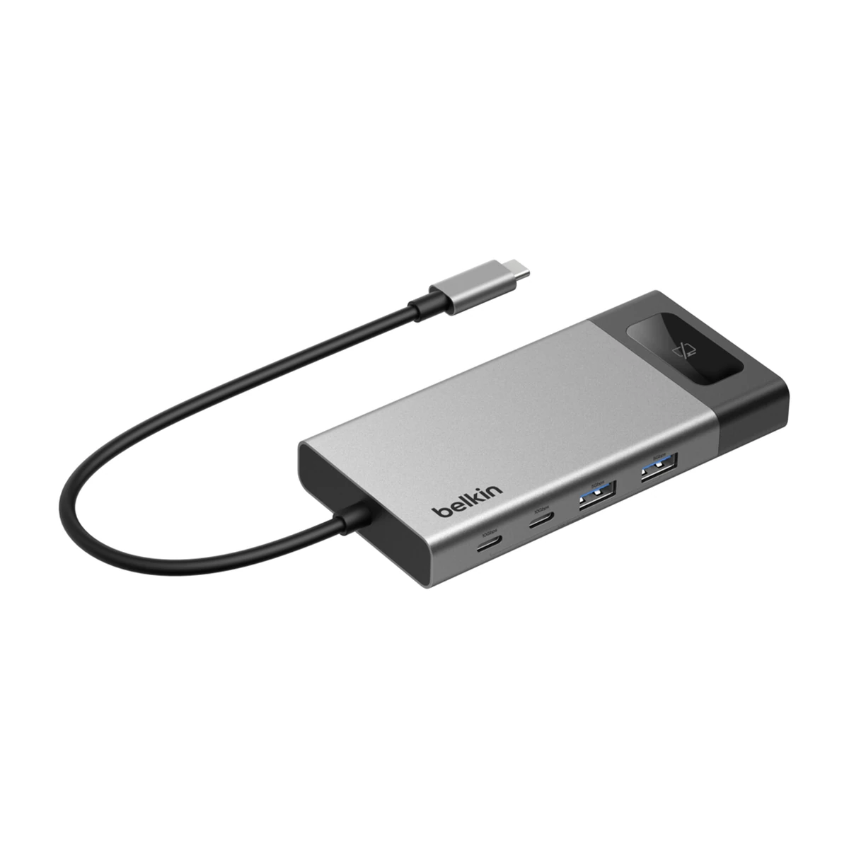 Belkin 8-Port Dual Display USB-C Hub INC027, three quarter view Belkin 8-Port Dual Display USB-C Hub INC027, three quarter view