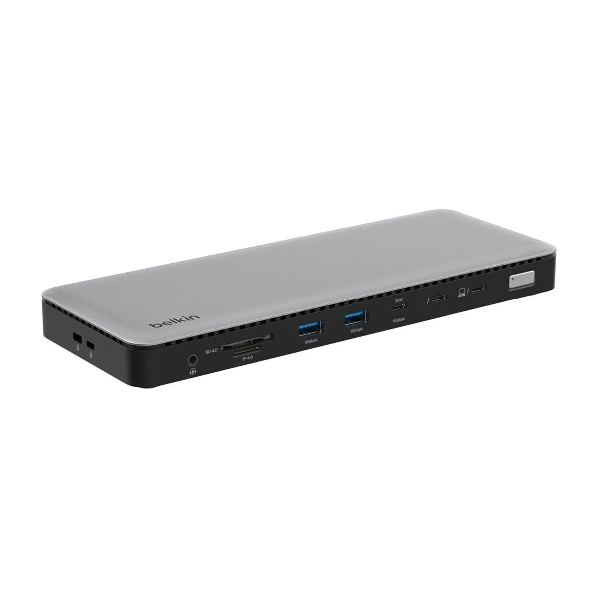 Belkin Connect Thunderbolt 4 Dock INC030, three quarter view Belkin Connect Thunderbolt 4 Dock INC030, three quarter view