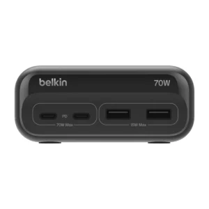 Belkin SRZ001tt5 charging station, front view of USB-C and USB-A ports