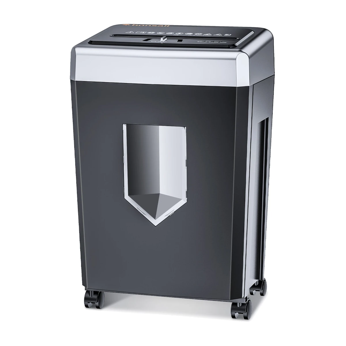 Bonsaii C169-B cross-cut shredder, front view Bonsaii C169-B cross-cut shredder, front view