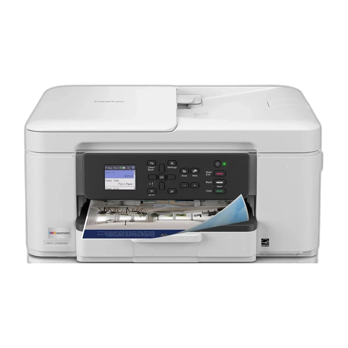 Brother MFC-J1365DW color inkjet all-in-one, front view Brother MFC-J1365DW color inkjet all-in-one, front view
