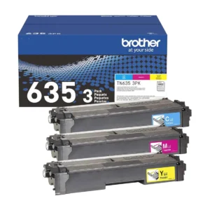 Brother TN6353PK cyan, magenta and yellow toner cartridges with retail box