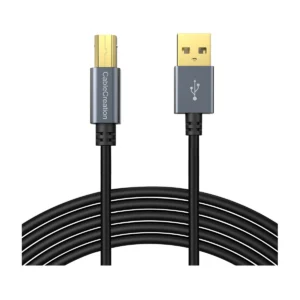 CableCreation USB-A to USB-B printer cable, front view of both plugs
