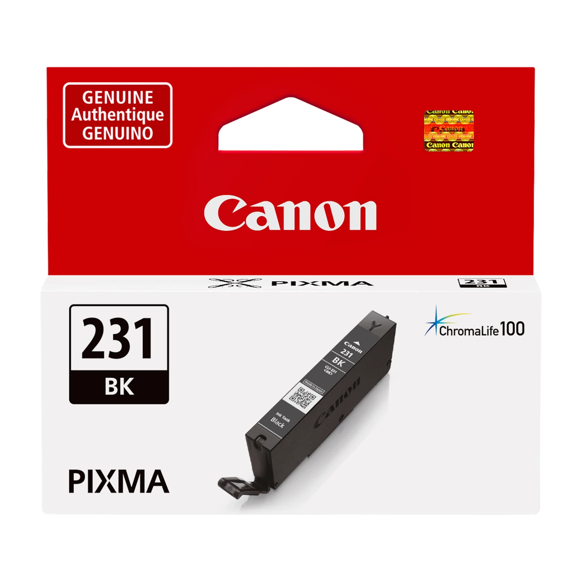 Canon CLI-231 black ink tank package, front view Canon CLI-231 black ink tank package, front view