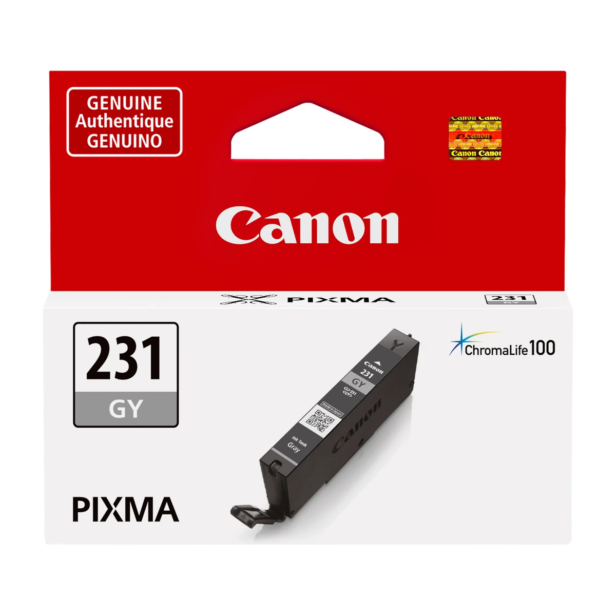 Canon CLI-231 gray ink tank package, front view Canon CLI-231 gray ink tank package, front view