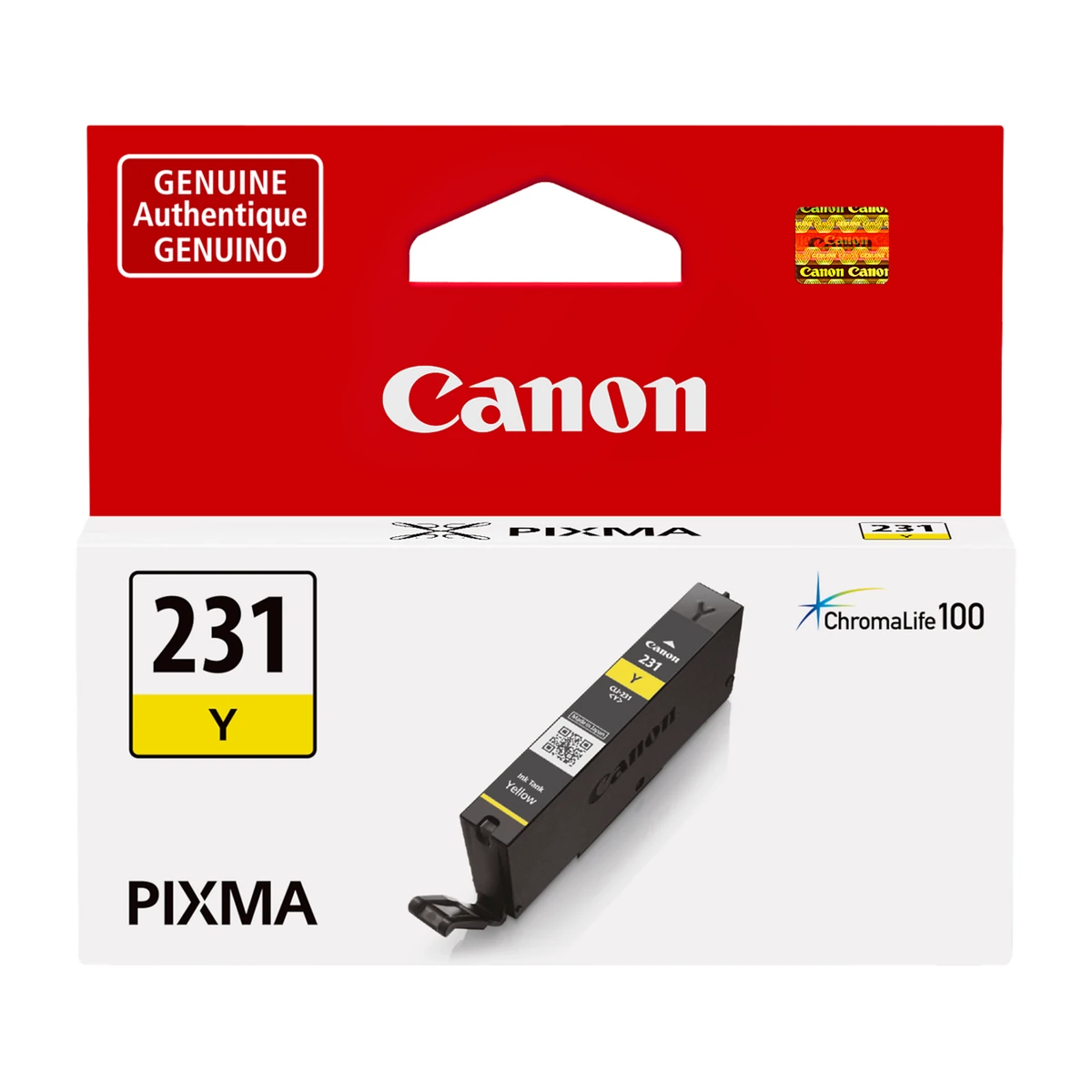Canon CLI-231 yellow ink tank package, front view Canon CLI-231 yellow ink tank package, front view