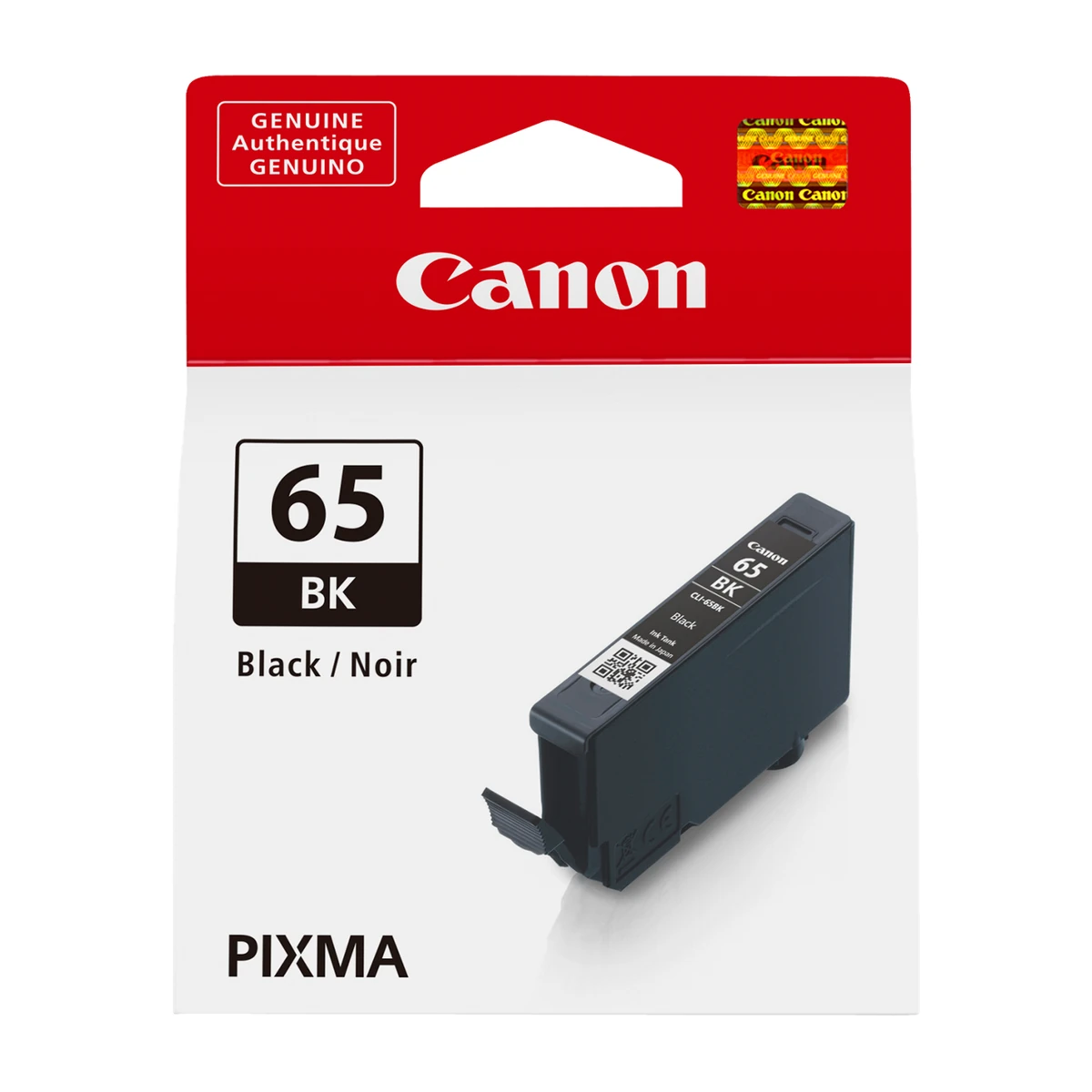 Canon CLI-65 black ink tank retail pack, front view Canon CLI-65 black ink tank retail pack, front view