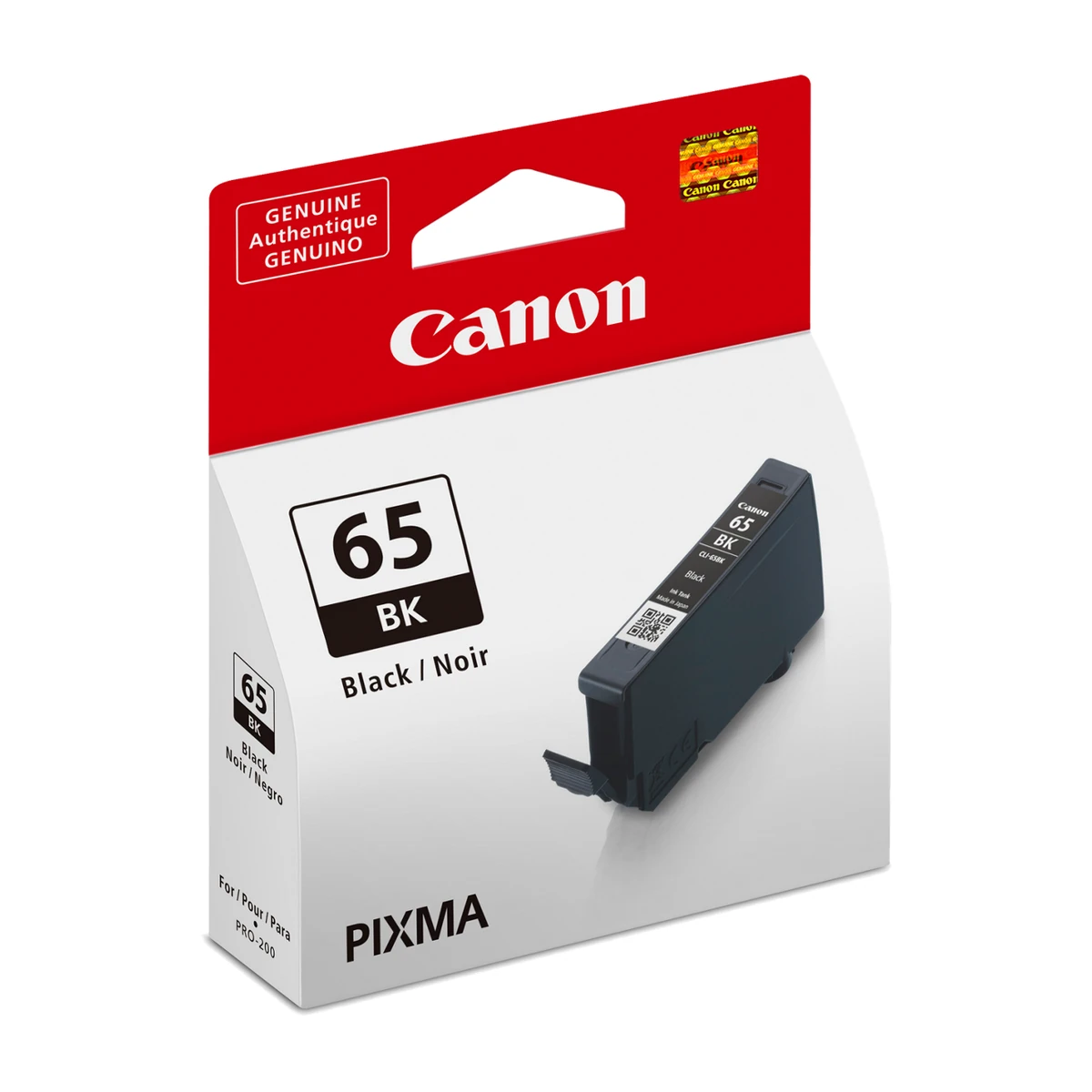 Canon CLI-65 black ink tank retail pack, angled view Canon CLI-65 black ink tank retail pack, angled view