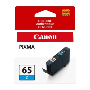Canon CLI-65 cyan ink tank package, front view