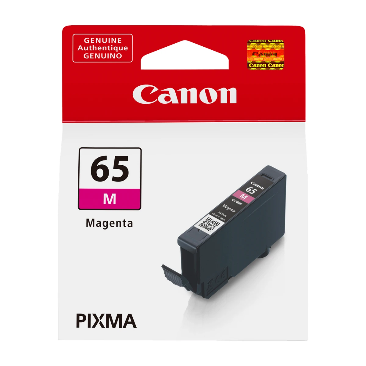Canon CLI-65 magenta ink tank package, front view Canon CLI-65 magenta ink tank package, front view