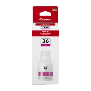 Canon GI-26 pigment magenta ink bottle retail box, front view