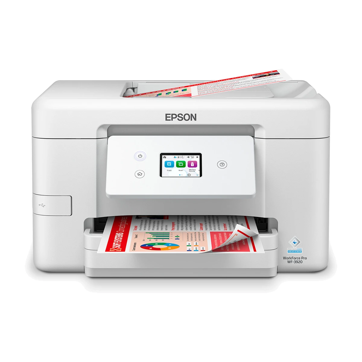Epson WorkForce Pro WF-3920 printer, front view Epson WorkForce Pro WF-3920 printer, front view
