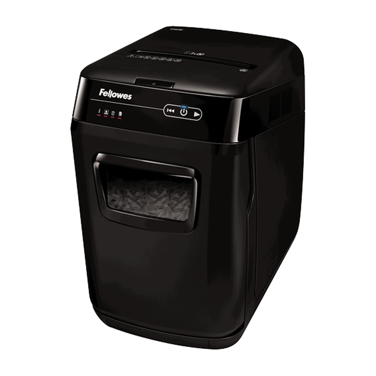 Fellowes AutoMax 150C auto feed shredder, left angle view Fellowes AutoMax 150C auto feed shredder, left angle view