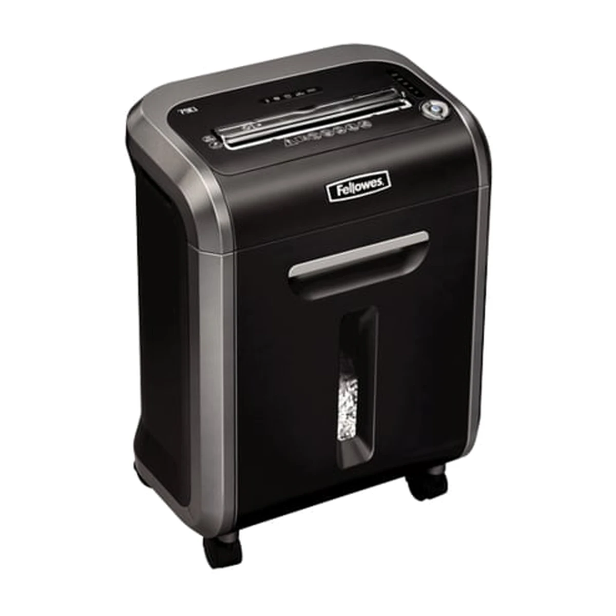 Fellowes Powershred 79Ci cross-cut shredder, side angle view Fellowes Powershred 79Ci cross-cut shredder, side angle view