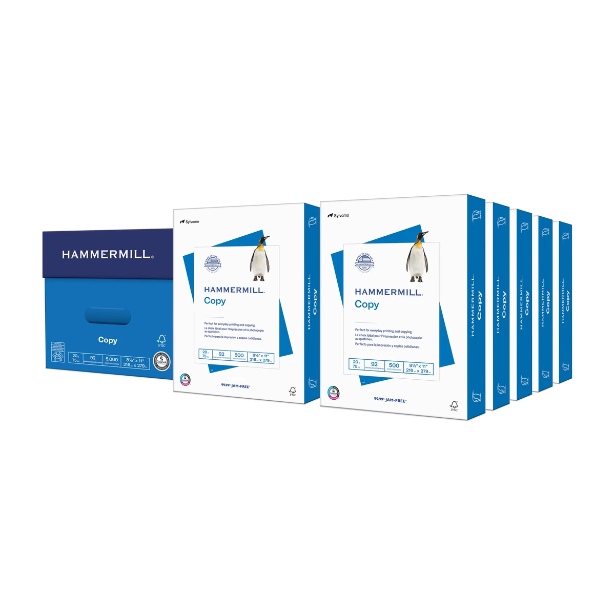 Hammermill Copy Paper 20 lb carton with 10 letter reams, front Hammermill Copy Paper 20 lb carton with 10 letter reams, front