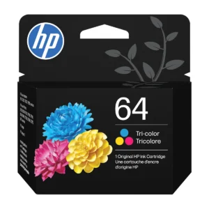 HP 64 tri-color ink cartridge retail pack, front view