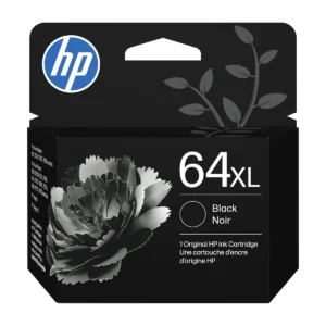 HP 64XL high yield black ink cartridge retail pack, front view