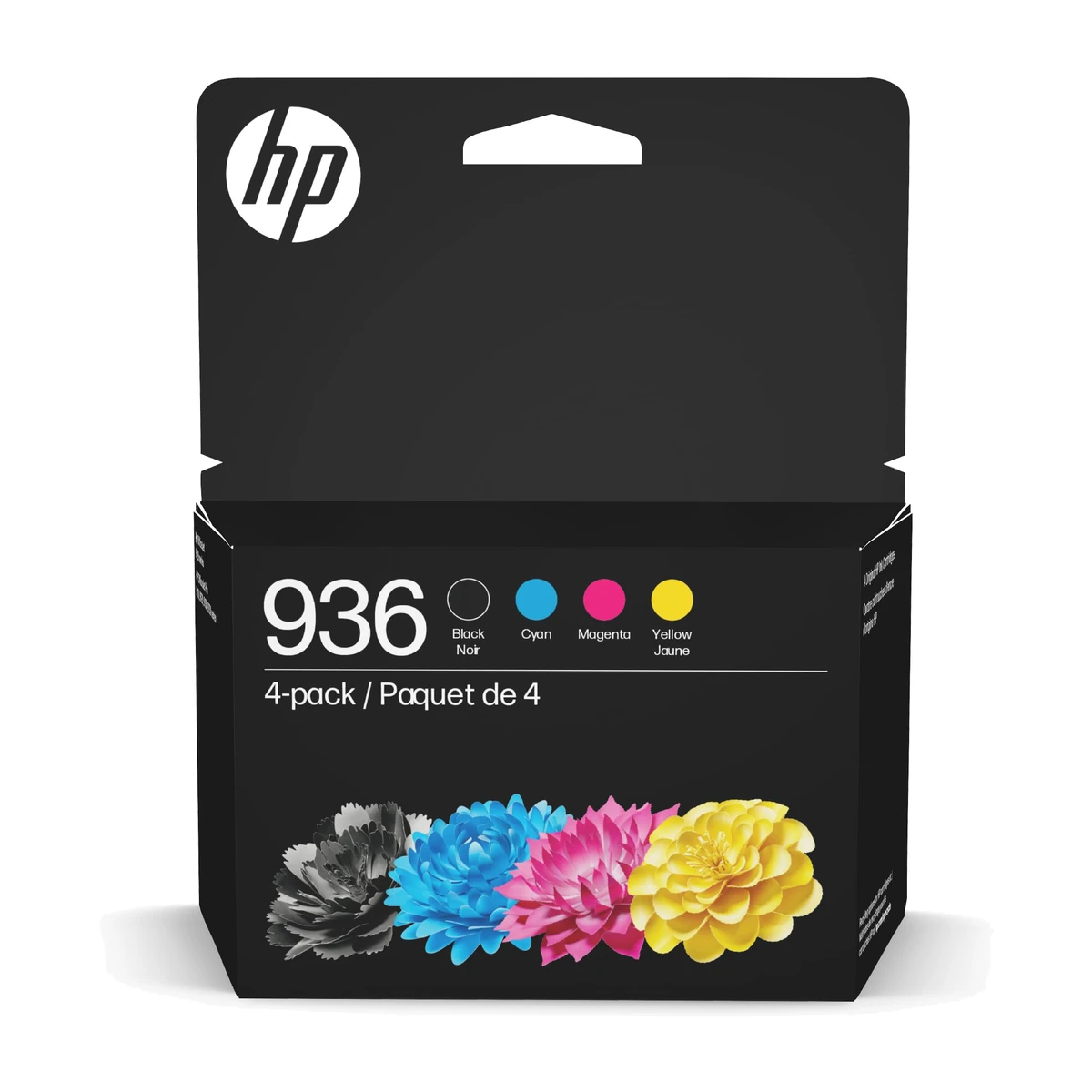 HP 936 black, cyan, magenta and yellow ink cartridge 4-pack, front view HP 936 black, cyan, magenta and yellow ink cartridge 4-pack, front view