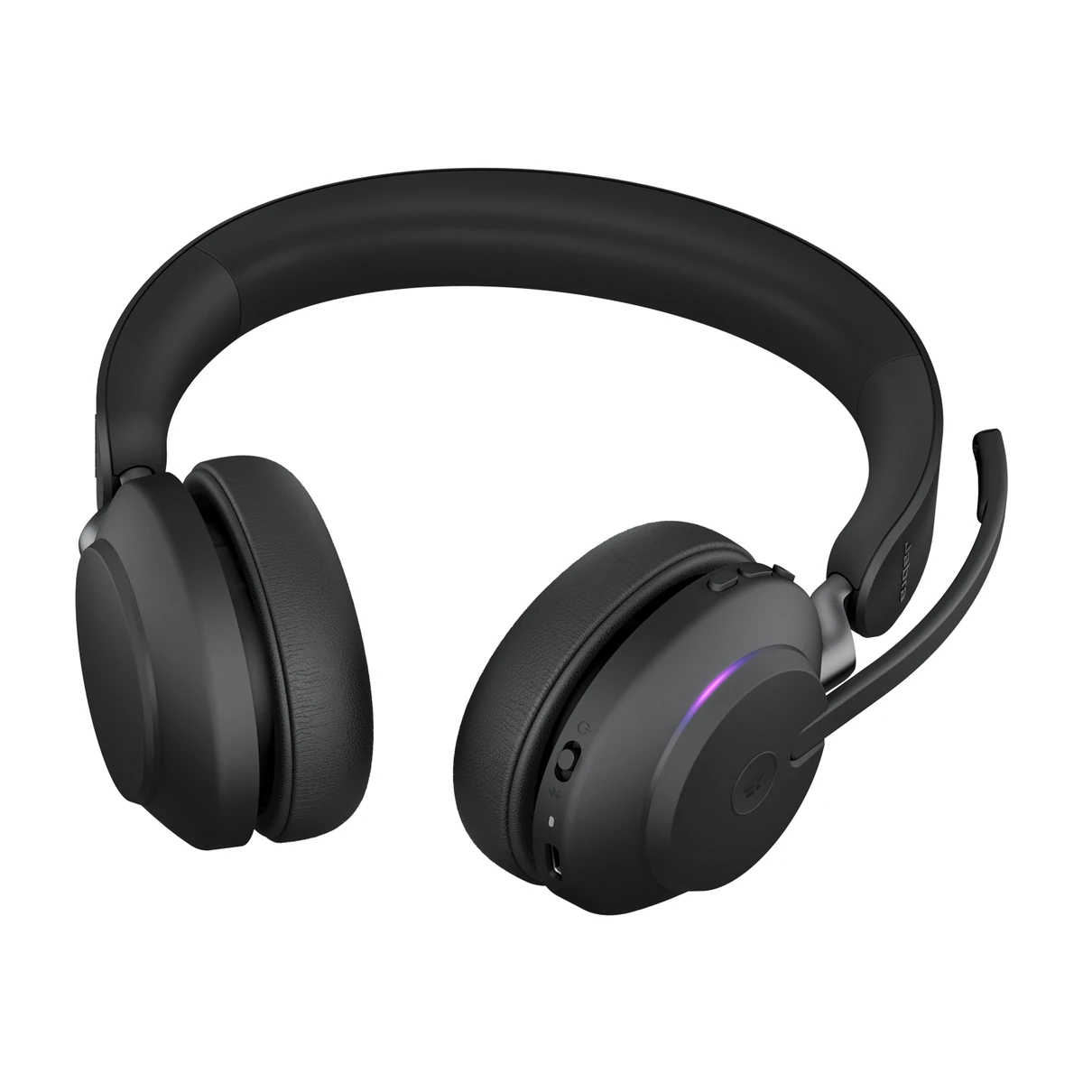 Jabra Evolve2 65 MS Stereo headset, black, right angle view Jabra Evolve2 65 MS Stereo headset, black, right angle view