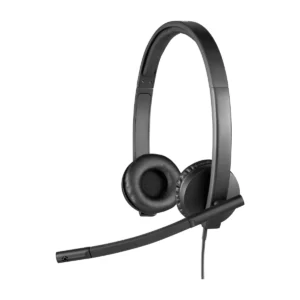 Logitech H570e stereo USB headset, front left three-quarter view