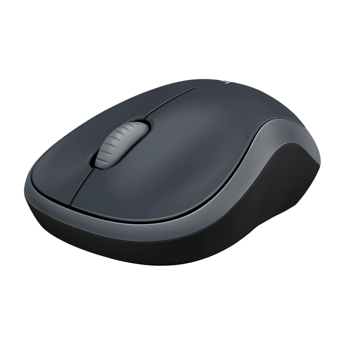 Logitech M185 wireless mouse in Grey, angled front view Logitech M185 wireless mouse in Grey, angled front view