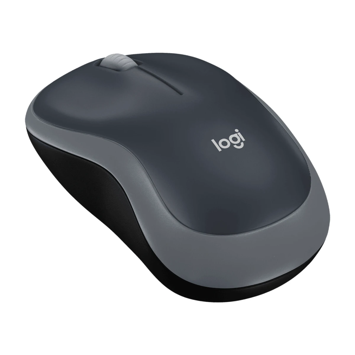 Logitech M185 wireless mouse in Grey, angled view Logitech M185 wireless mouse in Grey, angled view