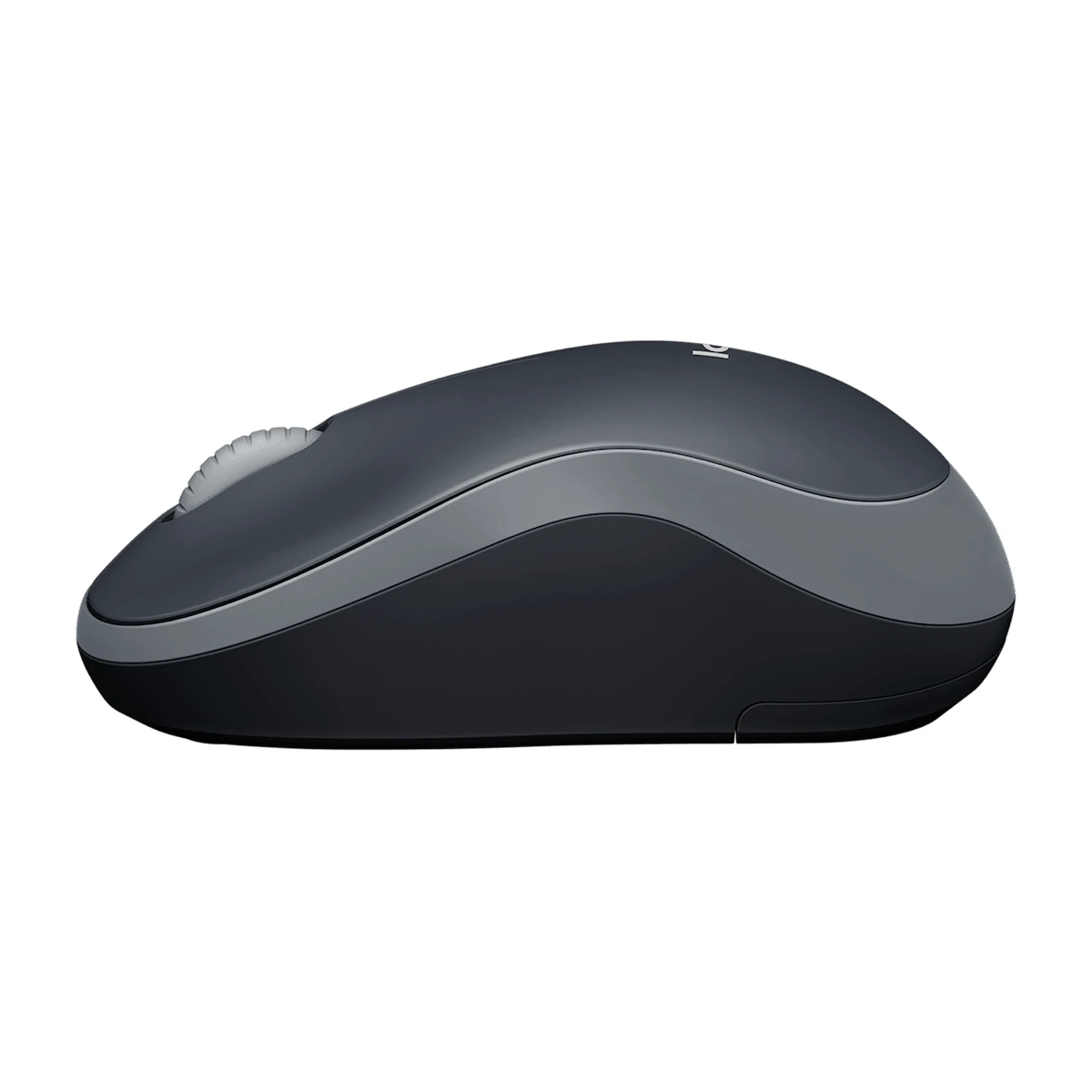 Logitech M185 wireless mouse in Grey, side view Logitech M185 wireless mouse in Grey, side view