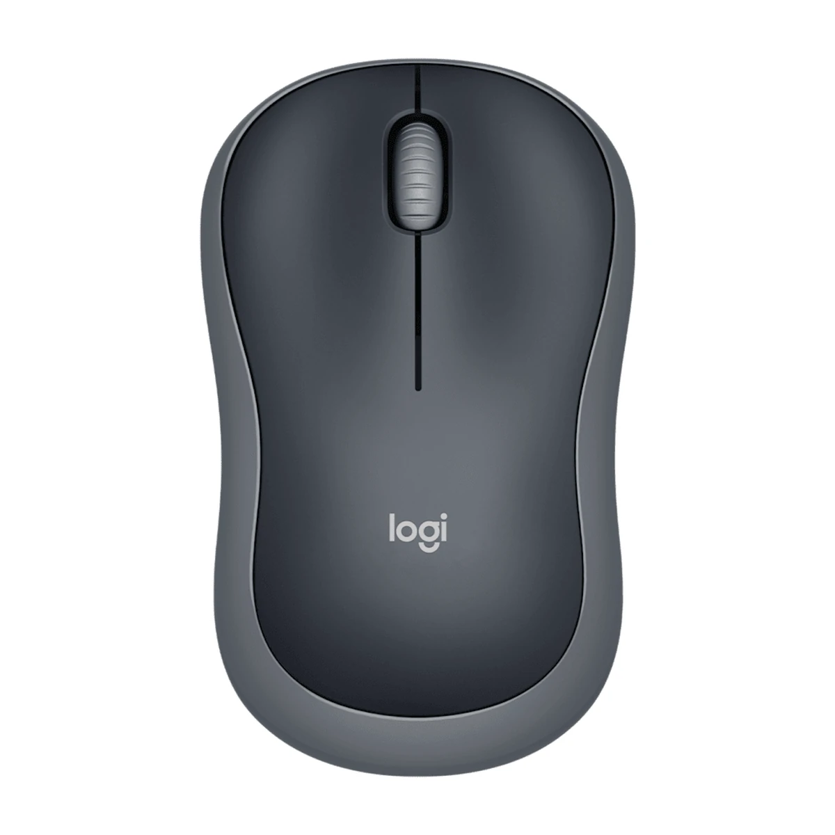 Logitech M185 wireless mouse in Grey, top view Logitech M185 wireless mouse in Grey, top view