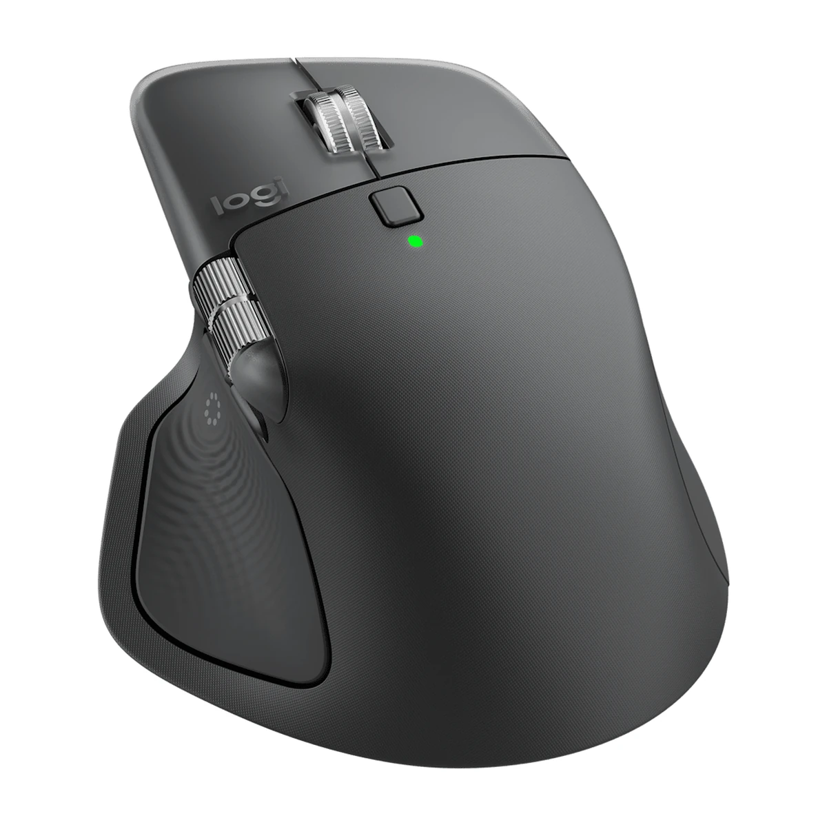 Logitech MX Master 4 mouse in Graphite, angled rear view Logitech MX Master 4 mouse in Graphite, angled rear view
