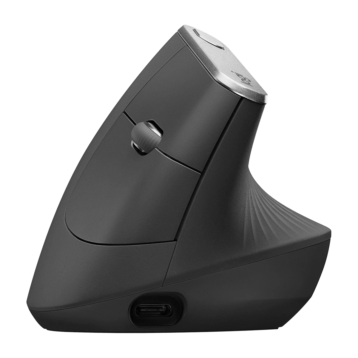 Logitech MX Vertical ergonomic mouse in Graphite, angled view Logitech MX Vertical ergonomic mouse in Graphite, angled view