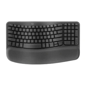Logitech Wave Keys ergonomic keyboard in Graphite, top view