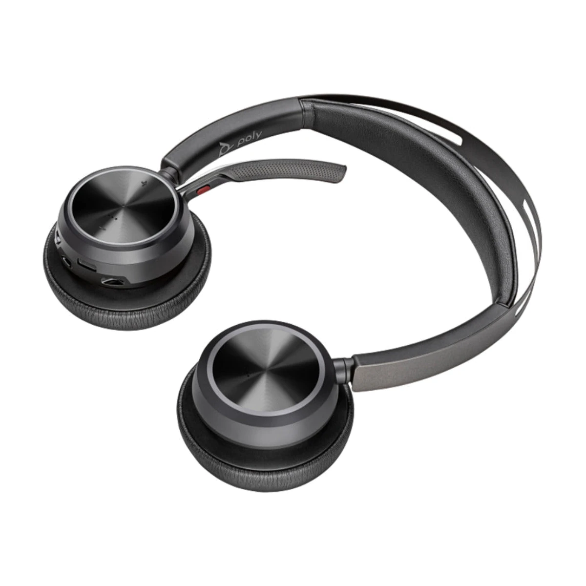 Poly Voyager Focus 2 UC headset, angled view Poly Voyager Focus 2 UC headset, angled view