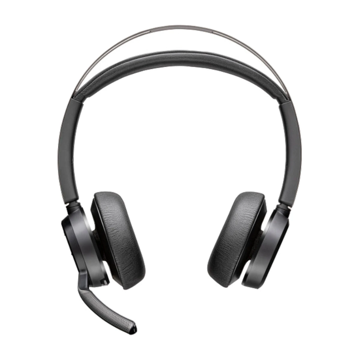 Poly Voyager Focus 2 UC headset, front view Poly Voyager Focus 2 UC headset, front view