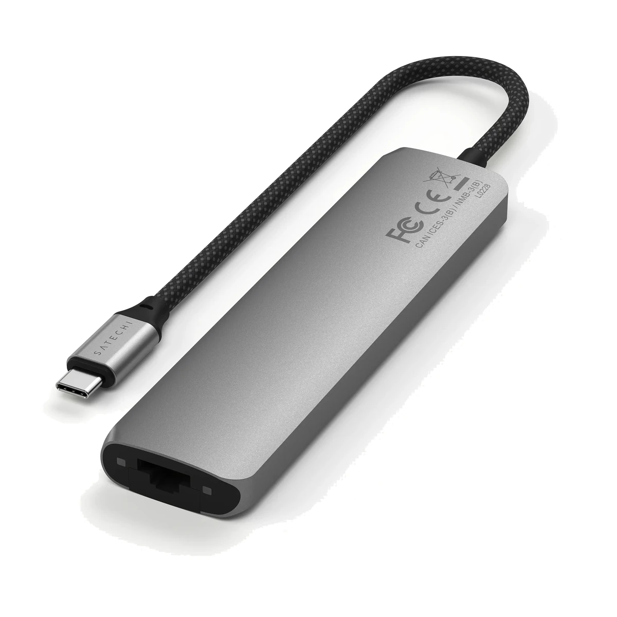 Satechi 7-in-1 USB-C Slim Multiport Adapter ST-P7SM Space Grey, back view Satechi 7-in-1 USB-C Slim Multiport Adapter ST-P7SM Space Grey, back view