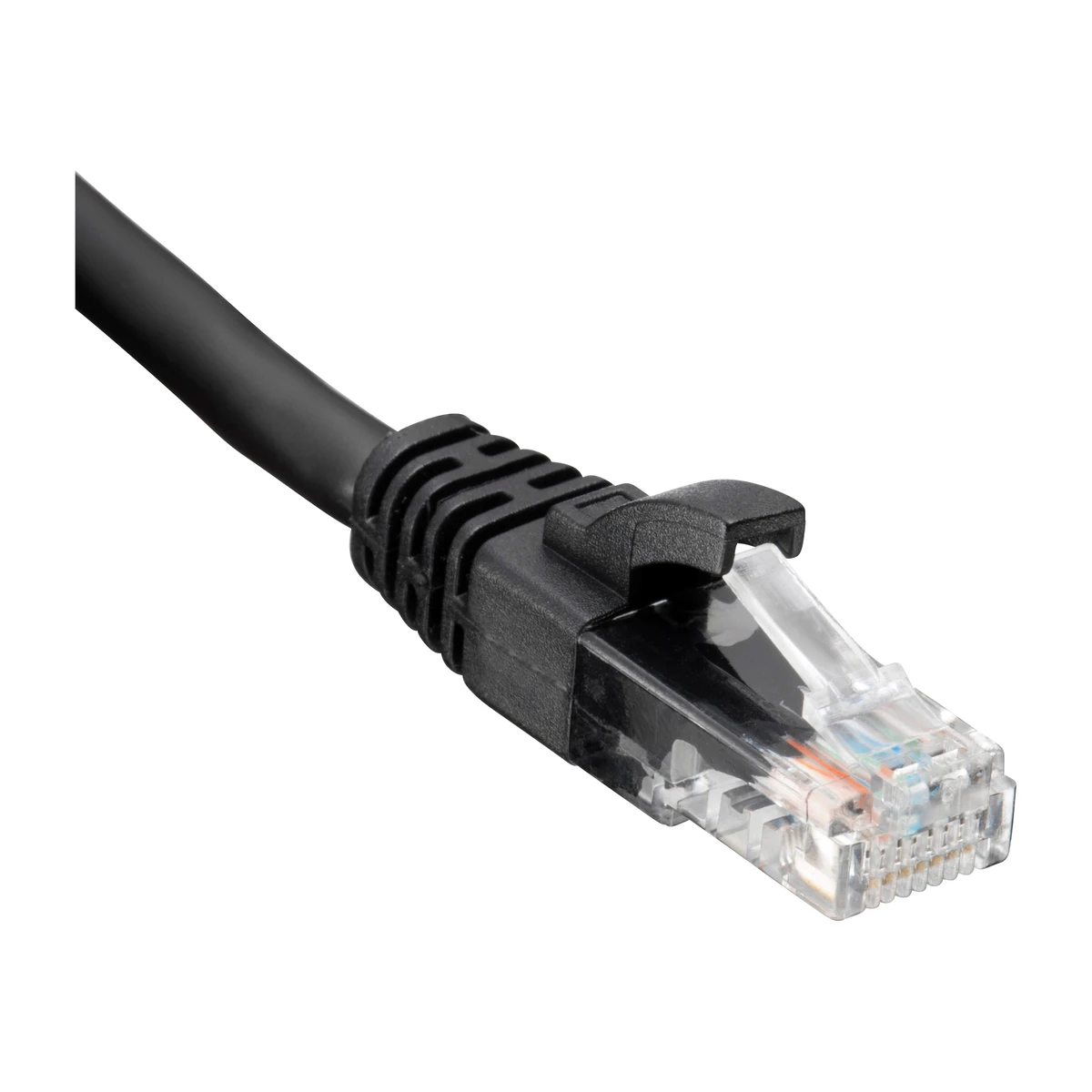 Ultra Clarity Cables Cat6 cable black, angled RJ45 view Ultra Clarity Cables Cat6 cable black, angled RJ45 view