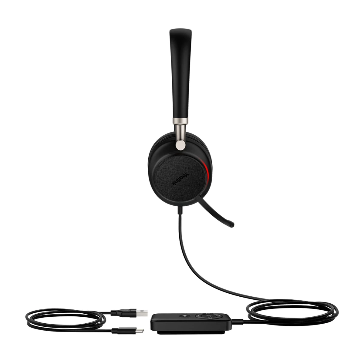 Yealink UH38 Dual headset, side view with controller Yealink UH38 Dual headset, side view with controller